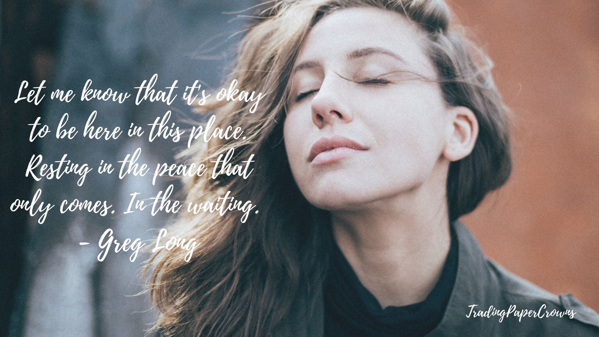 I want a peace beyond my understandingI want to feel it fall like rainIn the middle of my hurtingI want to feel Your arms as they surround meAnd let me know that it's okayTo be here in this placeResting in the.jpg