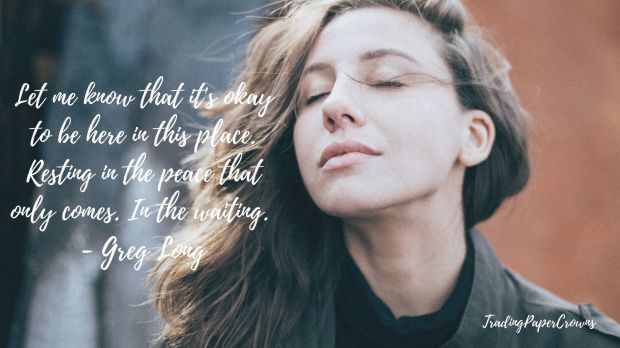 I want a peace beyond my understandingI want to feel it fall like rainIn the middle of my hurtingI want to feel Your arms as they surround meAnd let me know that it's okayTo be here in this placeResting in the.jpg